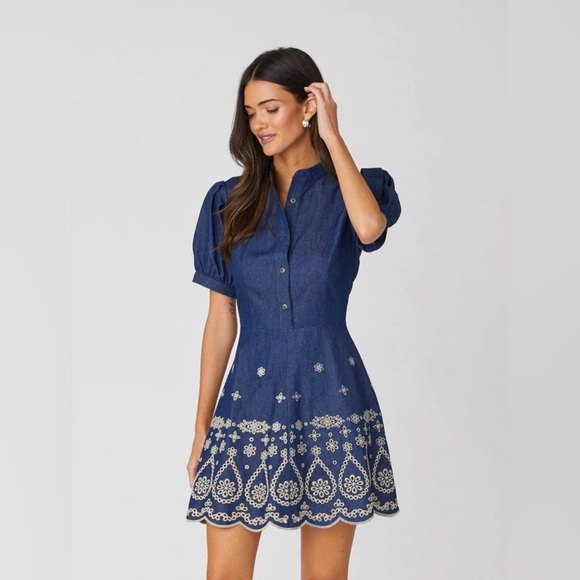 Shoshanna Ellena Denim Mini Dress - Picture 1 of 5